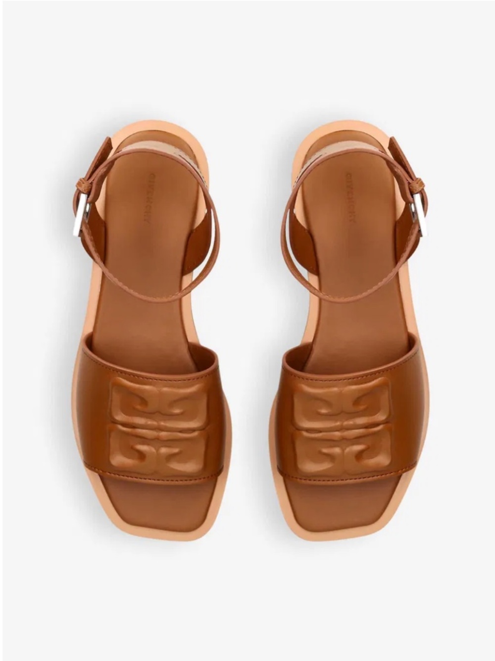 GIVENCHY 4G Liquid Logo-Embossed Leather Sandals Sz 36,5